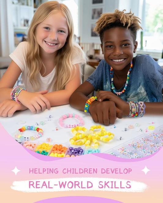 Deinduser Pony Beads Friendship Bracelet Making Kit 32 Colors Kandi Beads with Pipe Cleaners Letter Beads DIY Craft Jewelry Necklace for Girls Creative Educational Toy Great Gift for Ages 6+