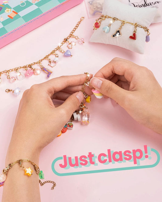 Deinduser Charm Bracelet Making Kit for Girls Just Clasp Birthday Gifts for Girls Toys Crafts for Teen Girls Ages 5 6 7 8 12 Jewelry Making