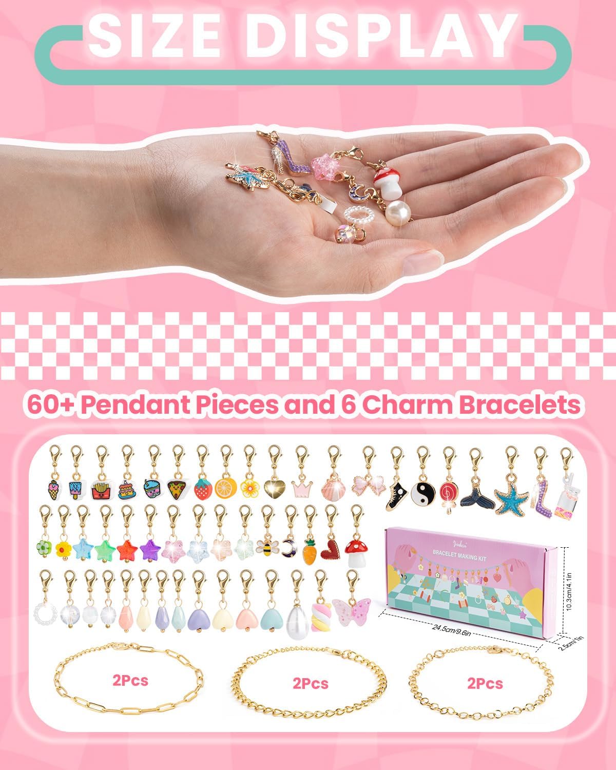 Deinduser Charm Bracelet Making Kit for Girls Just Clasp Birthday Gifts for Girls Toys Crafts for Teen Girls Ages 5 6 7 8 12 Jewelry Making