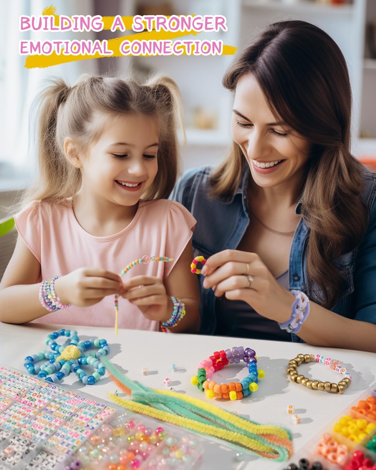 Deinduser Pony Beads Friendship Bracelet Making Kit 32 Colors Kandi Beads with Pipe Cleaners Letter Beads DIY Craft Jewelry Necklace for Girls Creative Educational Toy Great Gift for Ages 6+
