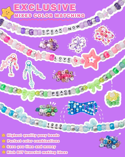 Deinduser Friendship Bracelet Making Kit for Girls, Pony Beads Set Kandi Bracelet Kit Jewelry Making for Girls Gift Age 10-12