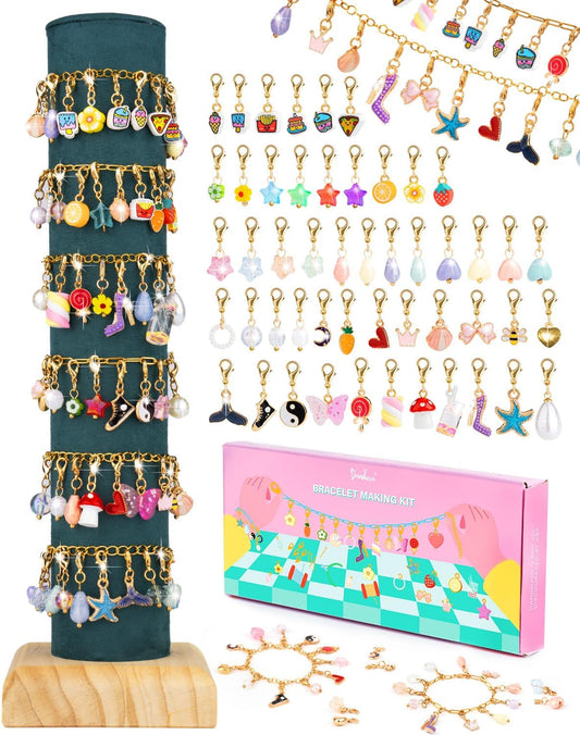 Deinduser Charm Bracelet Making Kit for Girls Just Clasp Birthday Gifts for Girls Toys Crafts for Teen Girls Ages 5 6 7 8 12 Jewelry Making