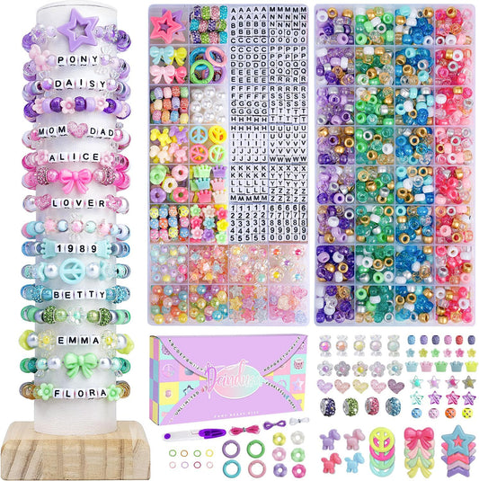 Deinduser Friendship Bracelet Making Kit for Girls, Pony Beads Set Kandi Bracelet Kit Jewelry Making for Girls Gift Age 10-12