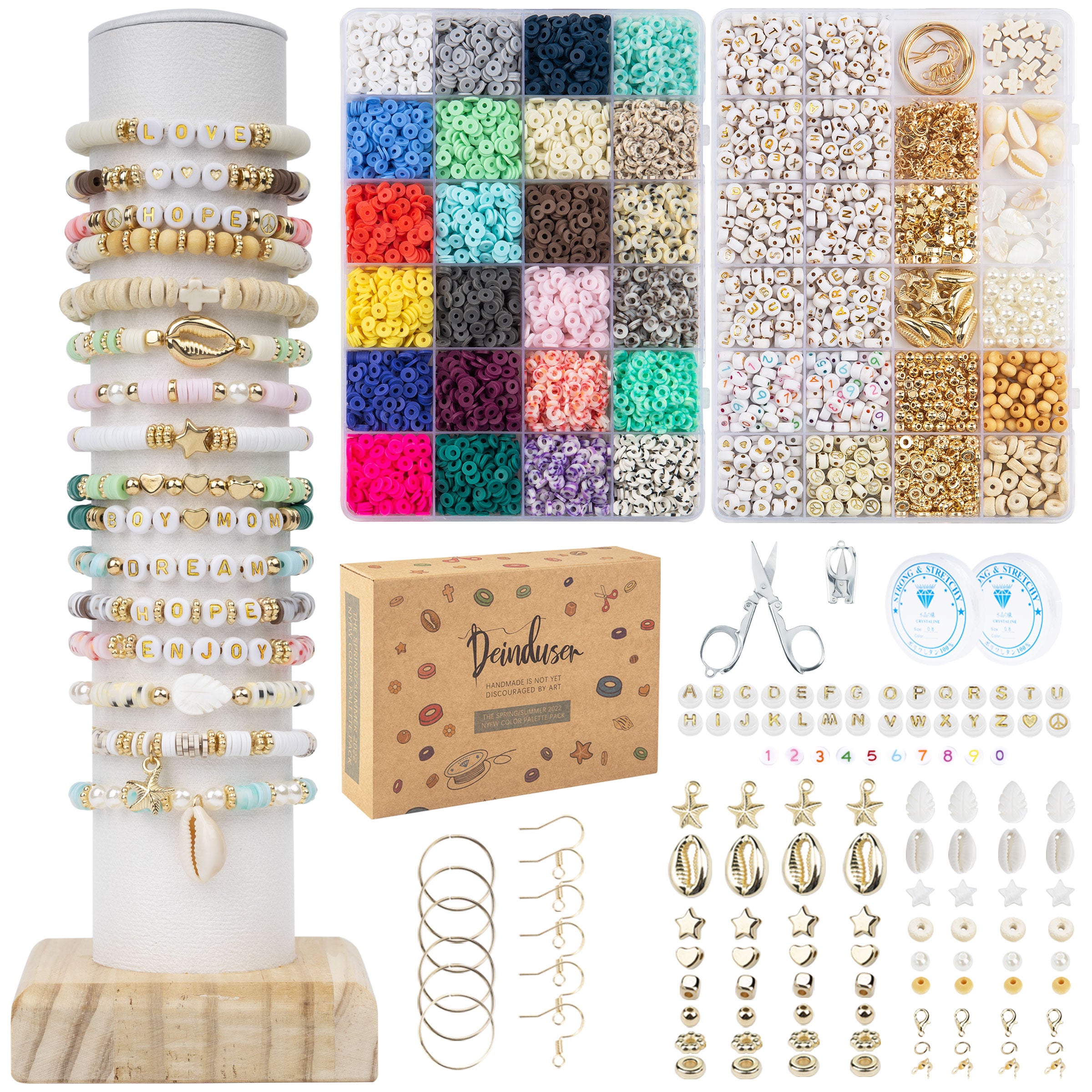Clay Beads 7200 Pcs 2 Boxes Bracelet Making Kit - 24 Colors Polymer Cl –  Deinduser