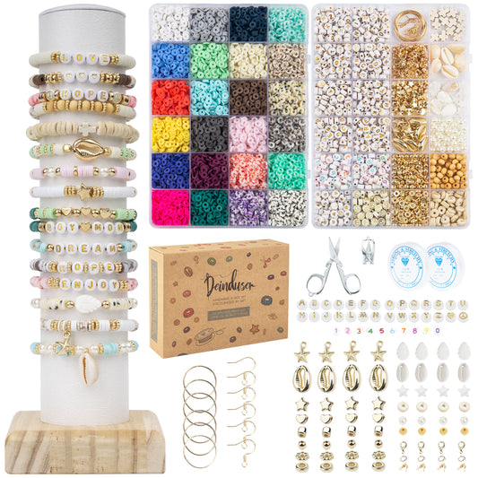 Clay Beads 7200 Pcs 2 Boxes Bracelet Making Kit - 24 Colors Polymer Clay Beads for Bracelet Making - Jewelry Making kit with Gift Pack - Bracelet Making Kit for Adults - Heishi Disc Beads