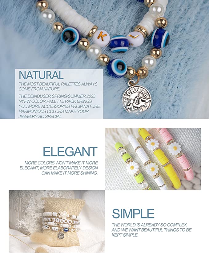 Deinduser Bracelet Making Kit - Jewelry Making kit with Stand - 28 Colors Polymer Clay Beads for Bracelet Making - Bracelet Making Kit for Adults - Heishi Disc Beads