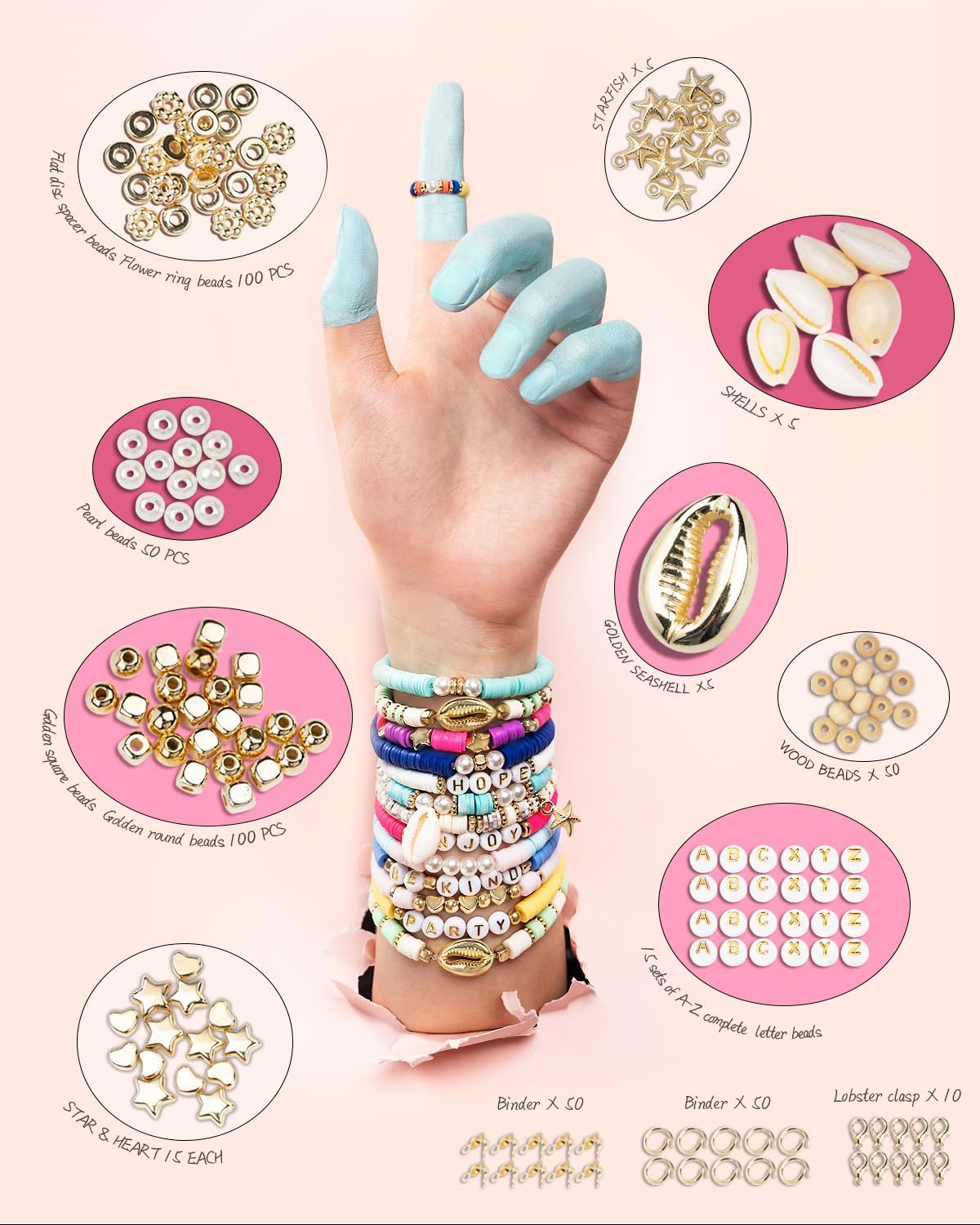 Deinduser 6000 Pcs Bracelet Making Kit for Beginner, Clay Beads for Preppy, Bracelets, Beads for Jewelry Making, Jewelry Making Kit, Teen Girl Gifts Trendy Stuff