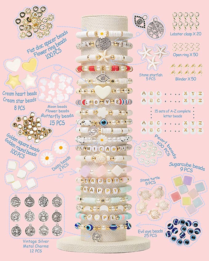 Clay Beads 7200 Pcs 2 Boxes Bracelet Making Kit - 24 Colors